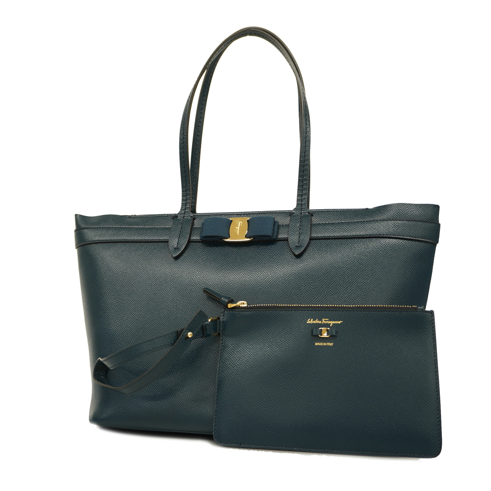 SALVATORE FERRAGAMOAuth Vara Tote Bag Women's Leather Dark Green - Picture 1 of 7